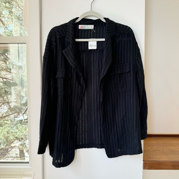 NWT Free People Beach Two Piece Summer Shorts Set Jacket Shirt Black Small - Picture 5 of 10